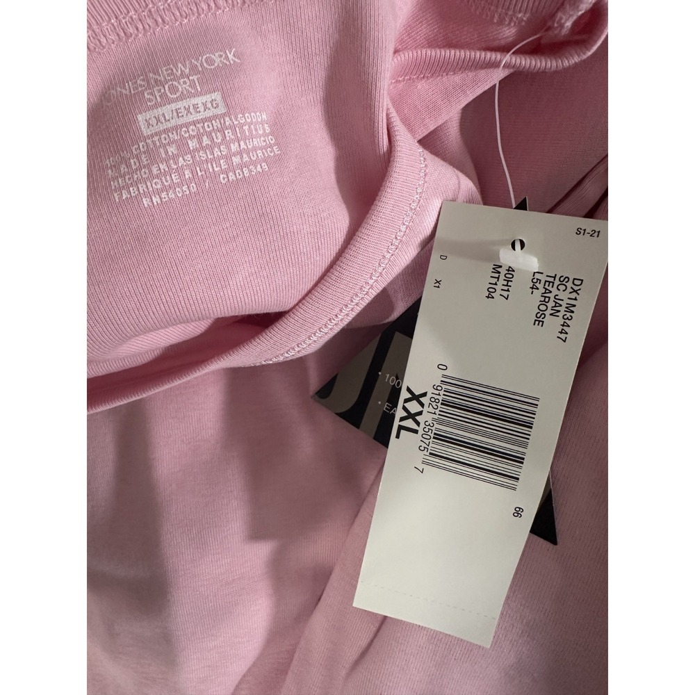 NWT Jones New York Sport XXL Women Top Pink Tee Short Sleeve Basic Solid Cotton - Picture 2 of 11